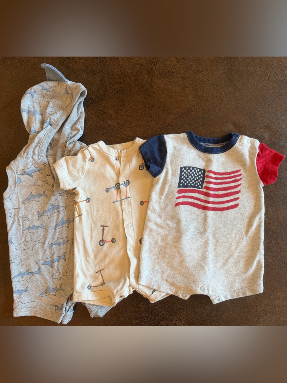 3-Pack Carter’s 0-3 mo Baby Boys Short Sleeve Rompers
